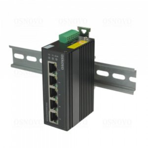 SW-5F-I - Компактный промышленный Ethernet коммутатор OSNOVO на 5FE RJ45 портов. Порты: 5 x FE (10/100Base-TX). Встроенная грозозащита 6 кВ.  Питание: 2 входа  DC12-60V. БП в комплект не входит. Монтаж на DIN-рейку (крепление в комплекте). Реле сигнализации отключения питания и разрыва соединения. Алюминиевый корпус.