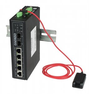 SW-70402/ILS - Промышленный управляемый (L2+) коммутатор OSNOVO Gigabit Ethernet на 4GE RJ45 + 2 GE SFP порта с функцией мониторинга температуры/ влажности/напряжения. Порты: 4 x GE (10/100/1000Base-T) + 2 x GE SFP (1000Base-X).Уровень управления L2+