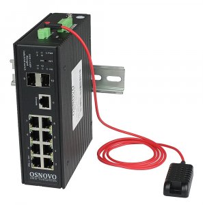 SW-70802/ILS - Промышленный управляемый (L2+) коммутатор OSNOVO Gigabit Ethernet на 8GE RJ45 + 2 GE SFP порта с функцией мониторинга температуры/влажности/напряжения. Порты: 8 x GE (10/100/1000Base-T) + 2 x GE SFP (1000Base-X).Уровень управления L2+