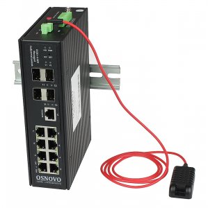 SW-70804/ILS - Промышленный управляемый (L2+) коммутатор OSNOVO Gigabit Ethernet на 8GE RJ45 + 4 GE SFP порта с функцией мониторинга температуры/влажности/напряжения. Порты: 8 x GE (10/100/1000Base-T) + 4 x GE SFP (1000Base-X). Уровень управления L2+