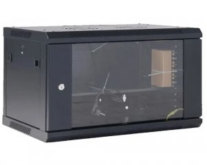 04-0664-112 - Настенный телекоммуникационный шкаф 19" 6U 600×450мм, дверь стекло, с задней стенкой, разборный, черный (RAL 9005), Rexant