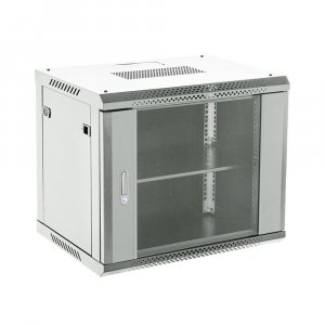 04-0666-111 - Настенный шкаф 19" 6U 600х600, дверь сплошное стекло, серый, RAL 7035 Rexant
